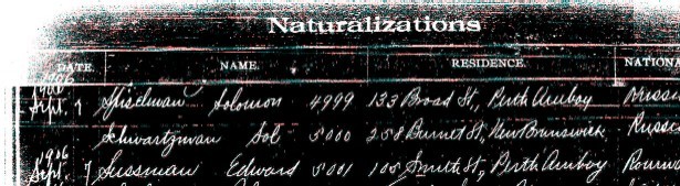 Registration of naturalization in Middlesex County Records